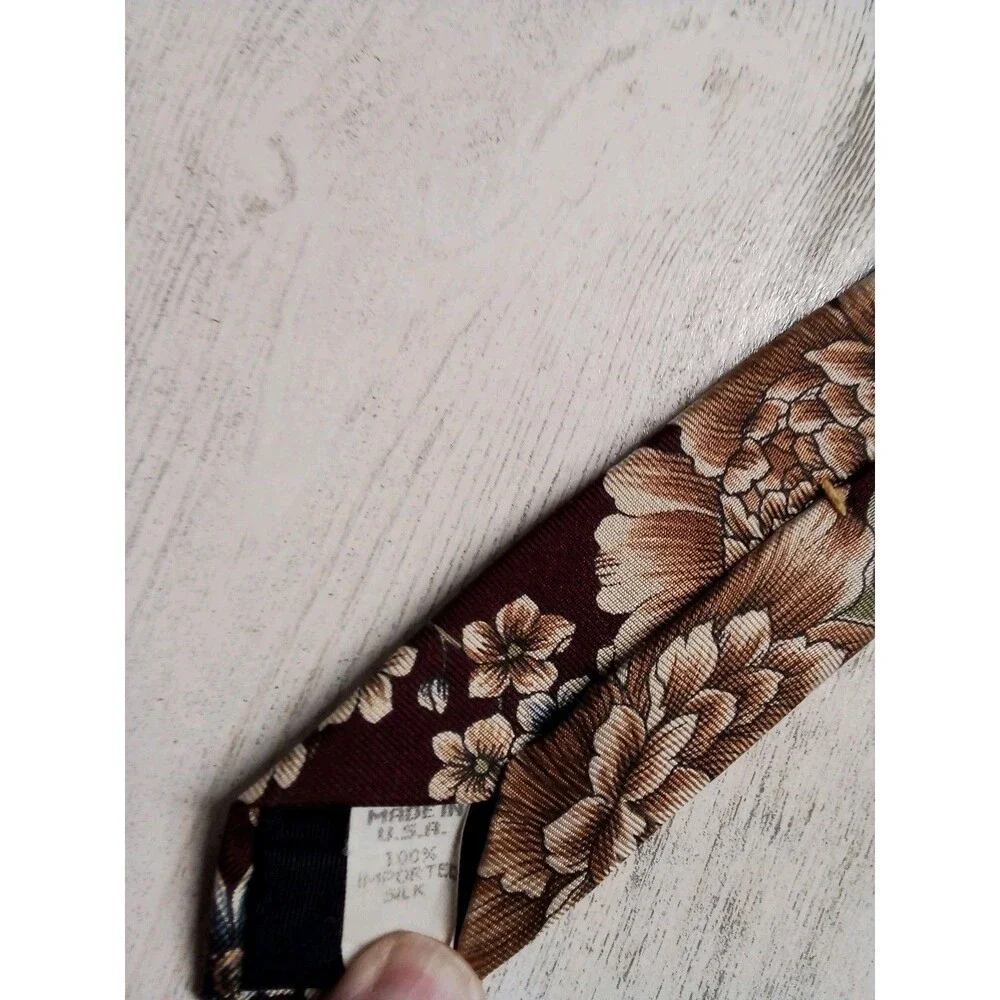 Men's Wembley Burgundy Floral Tie 56 Inches Long Silk